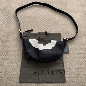 ALLSAINTS Half Moon Tie Dye Leather Crossbody Black